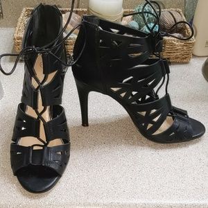 Jessica Simpson black lace up heels